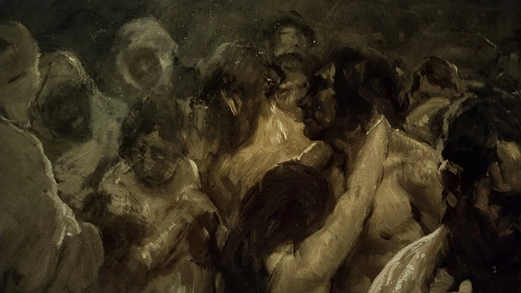 La sorpresa di Zahara, 4°, Nudi nel cortile, 1900 - Museo Sorolla, Madrid, dettaglio